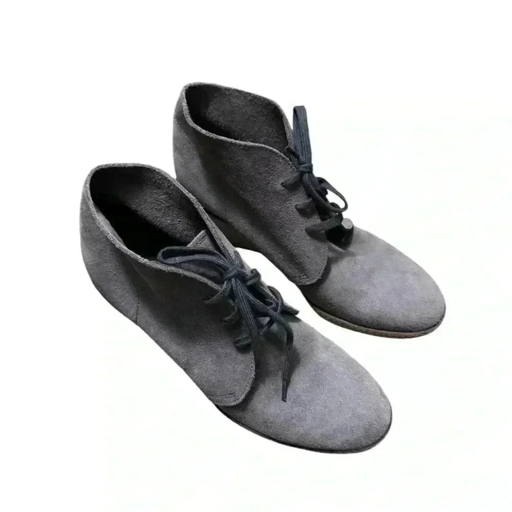 J.Crew MacAlister Wedge Grey Suede Booties Size 8